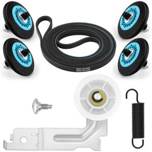 DC97-16782A Dryer Parts Repair Kit for Samsung Dryer Roller Replacement,with DC93-00634A Idler Pulley, 6602-001655 Dryer Belt, DC61-01215B Spring