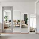 Suidia Full Length Mirror Over the Door&Wall Mounted, 48"x14" Door Mirror with Aluminum Alloy Frame, HD Shatterproof, No-Drill, Hanging Mirrors for Bedroom, Bathroom, Dorm, Closet, Rounded Rect, White