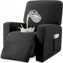 Granbest Premium Water Repellent Recliner Chair Cover High Stretch Jacquard Fabric Recliner Slipcover with Pockets (Recliner, Black)