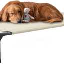 FIOCCO Elevated Dog Bed - Dog Cot with Chew Proof Mesh for Medium Dogs, Waterproof Washable Raised Pet Bed, Portable Pet Bed for Outdoor Use, Dogs Cot Beds, Beige