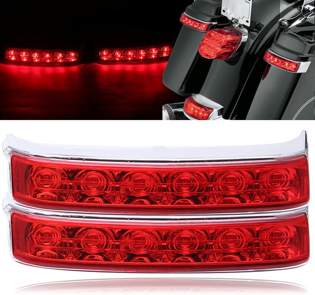 2PCS LED Saddlebag Motorcycle Tail Lights with Brake Light Running Turn Signal Lights Compatible With 2014-2020 Harley Touring Street Road Glide Electra Ultra Classic Ultra Limited CVO (Chrome-Red)