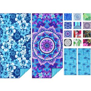 2 Pack Microfiber Thin Beach Towel Lightweight 71x32 Oversized Extra Large Sand Free Towels Quick Dry for Travel Pool Yoga Gym Sports Beach Accessories Vacation Essential Gift (2 Pcs Mandala Porcelain)
