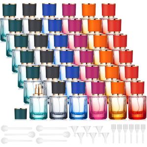 Teenyyou 36 Pcs 30/50/100ml Empty Glass Perfume Bottles Bulk Pack for Perfume Makers Refillable Atomizer Cologne Bottles DIY Vintage Fragrance Packaging Glass Bottling Supplies (Multicolor,30 ml)