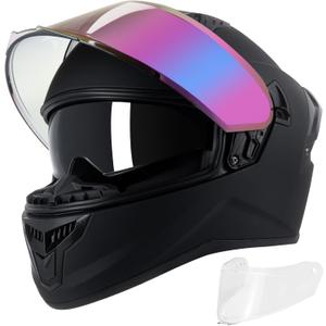 Full Face Motorcycle Helmets for Men Women, DOT Approved, Matte Black, M