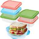6 Pack Sandwich Containers, Colored Sandwich Boxes for Lunch, Reusable and Easy to Open Fun Sandwich Container (in 3 Colors)