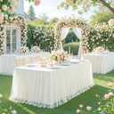Ivory Tulle Tablecloth for 6 Foot Rectangular Tables 6ft Ivory Table Cloth Rectangle Wrinkle Free Table Cover with Tutu Skirt for Wedding Birthday Party Bridal Shower Banquet Buffet Cake Cocktail