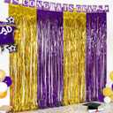 LOLStar Graduation Party Decoration, 2 Pack Purple and Gold 3.3x6.6 ft Foil Fringe Curtains, Tinsel Backdrop, Graduation Photo Booth Prop Streamer Backdrop for Class of 2026, Prom and Grad Party Decor