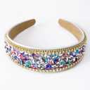 Colorful Baroque Rhinestone Headband Women Sparkly Bling Crystal Diamond Headband Fashion Wide Jeweled Headbands for Girls Ladies Cute Dressy Hair Band Multicolor