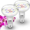 Full Spectrum BR30 Led Plant Grow Light Bulbs 15W 2000lm,E26 BR30 Floodlight Sun Plant Growing Lamp,200 Watt Equivalent,Balanced Spectrum 5000K Red Blue for Seeds Greens,Indore Garden, Hydroponic,2pcs