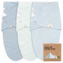 3-Pack Organic Swaddles for Newborns, Baby Sleep Sacks 0-3 Months - Baby Swaddle Wrap, Newborn Wearable Blanket, Infant Sleep Sack for Girls, Boys, Soft & Snug, Large Hook & Loop Closure (Glacier) (One Size)