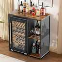 KirKical 3-Tier Mini Fridge Cabinet with Storage, Industrial Style Kitchen Microwave Stand Baker Rack, Utility Storage Shelf with Mini Fridge Space for Home Kitchen Dorm, Vintage Wood, 34 Inches X 22 Inches X 37.5 Inches