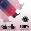 1 Gallon Water Bottle Insulated(Cold for 48 Hrs),BPA Free&Leak Proof,128oz Stainless Steel Water Jug,Large Water Bottle with Straw Spout Lids for Gym,Hiking,Camping&Travel,Red Purple