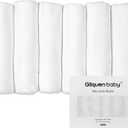 GLLQUEN BABY Receiving Blanket Boy Cotton Muslin Swaddle Blankets Girl Newborn Squares Breathable & Soft Thin Baby Blankets Cloths Double Absorbent Infant Swaddling Wrap - 6 Pack (White)