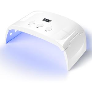 UV Led Nail Lamp Curing Light Dryer for Gel Nails,Roomy but not Bulky Foldable Design, 3 Timers & LCD Display,for Gel Nail Polish Builder Rhinestone Glue (White Lamp Pro)