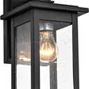 MICSIU 12-Inch Black Outdoor Wall Lantern, Modern Square Exterior Sconce with Clear Seedy Glass, Anti-Rust Waterproof Outside Wall Mount Light for House, Porch, Garage, Garden, E26 Base, 1-Pack