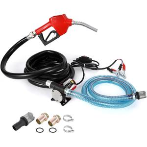 GAOMON 12V Fuel Transfer Pump, Electric Diesel & Gasoline Transfer Pump Kit with Nozzle Hose, 8 GPM Self Priming, Black