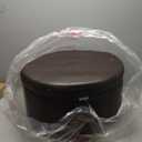 HomePop Round Leatherette Storage Ottoman with Lid, Chocolate Brown Large