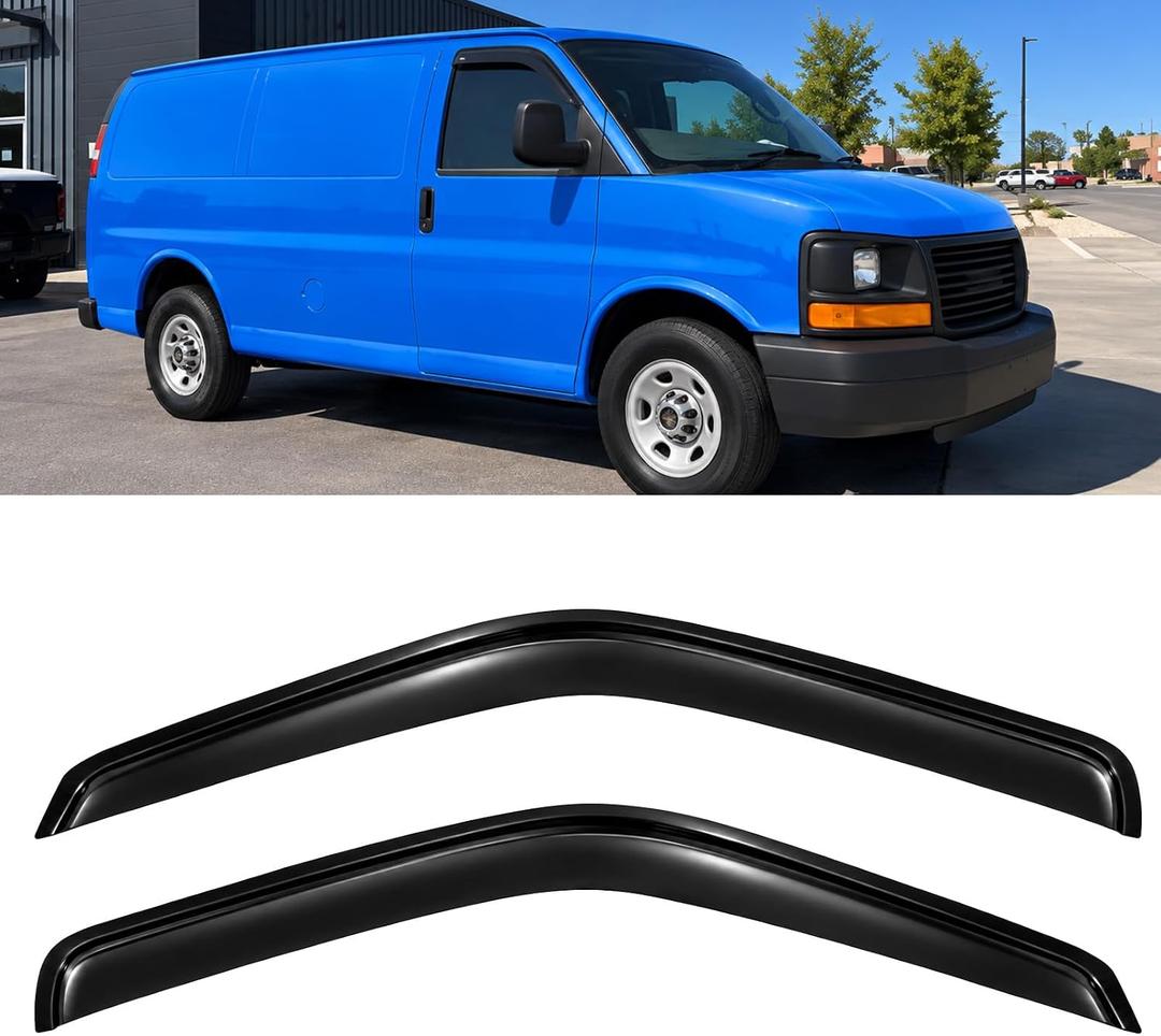 2PC Window Visors Rain Guards for 96-26 Chevy Express Van GMC Savana