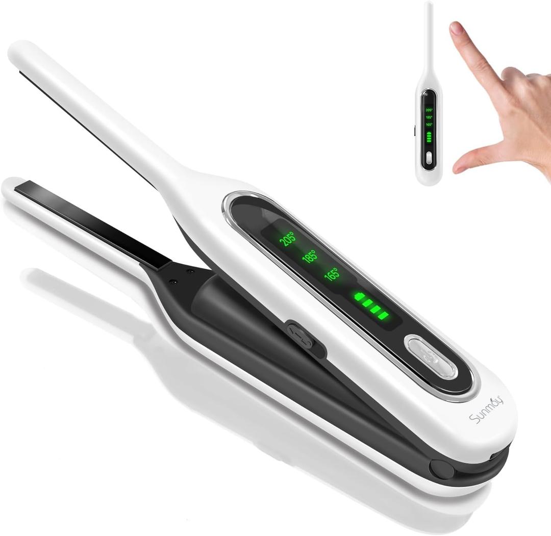 Sunmay Cordless Mini Flat Iron, 3/10" Pencil Hair Straightener for Short Hair, Pixie Cut & Bangs, Portable Dual Voltage Travel Curling Iron