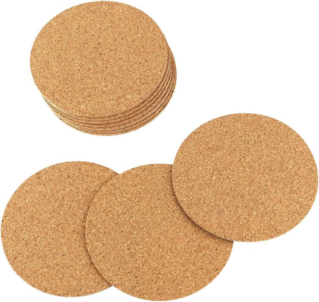 Tenalleys 10 Pack Round Cork Coasters, 4" Self-Adhesive Cork Mats, DIY Coasters & Craft Accessories, 24 Pack