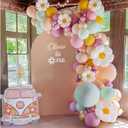Daisy Balloon Garland Kit - 155pcs White Groovy Daisy Flower Macaron Pastel Balloons Garland for Boho Two Groovy Girls Birthday Baby Shower Flower Decor