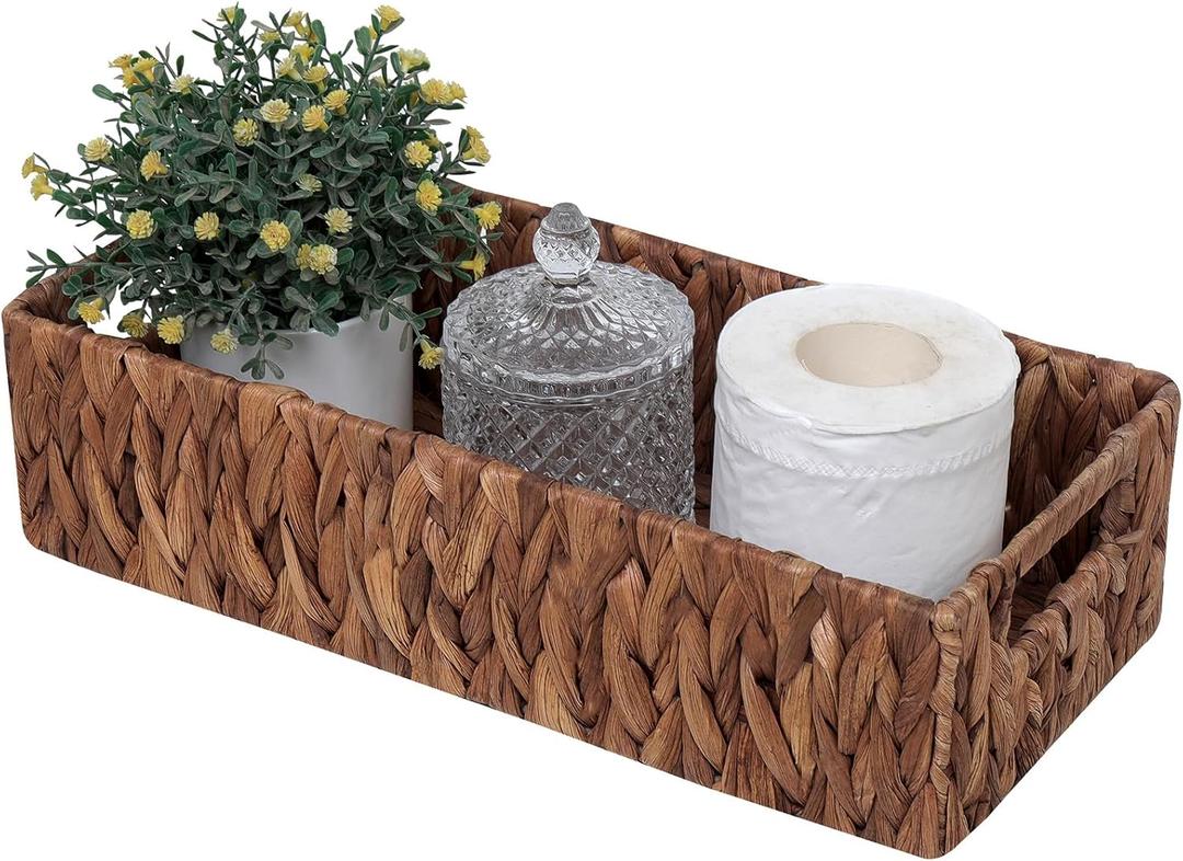 Wicker Storage Basket Bathroom Toilet Tank Toilet Paper Baskets,Toilet Paper Holders for Storage with Built-in Handles,Storage Baskets for Organizing Pantry Bathroom
