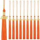 Chuangdi 10 Pieces 2025 Grad Graduation Tassels Graduation Cap Tassels with 2025 Charms Graduate Hat Decoration for School Party Favors(Orange)