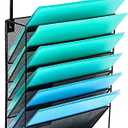 Delifox 7-Compartment Wall Mounted Hanging File Organizer Cubicle Wall File Holder Vertical Document Organizer for Office Home, Black