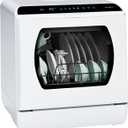 Hermitlux Portable Countertop Dishwashes, 5 Washing Programs Mini Dishwasher with 5-Liter Built-in Water Tank for Apartments & RVs, Tabletop Dishwasher with LED Light & Glass Door, No Hookup Needed