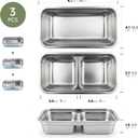 3-Pack Stainless Steel Snack Containers with Leakproof Lids - 2 Divided & 1 Large Open Metal Bento Box Set - Snackle Box Container for Kids & Adults, School, Travel & Meal Prep