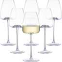 White Wine Glasses Set of 6, 15oz Crystal Wine Glasses for Red, White Wine, Long Stem Crystal Glasses with Unique Bottom Design, 440ml