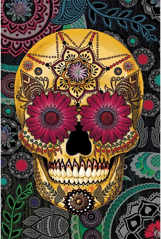 Tree-Free Greetings EcoNotes 12 Count Sugar Skull Paisley All Occasion Notecard Set with Envelopes, 4 x 6 Inches (FS56287)