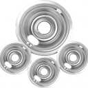 4-Piece Drip Pans Set - Compatible with GE Stoves - Chrome Finish Electric Stove Burner Drip Pans - 3 x 6inch, 1 x 8inch Stove Drip Pans - GE Stove Drip