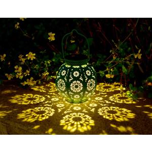 Bohemian Garden Solar Lanterns, Set of 2 Moroccan Outdoor Waterproof Landscape Solar Lights for Backyard Pathway Patio Tree Table Decor (Turquoise)