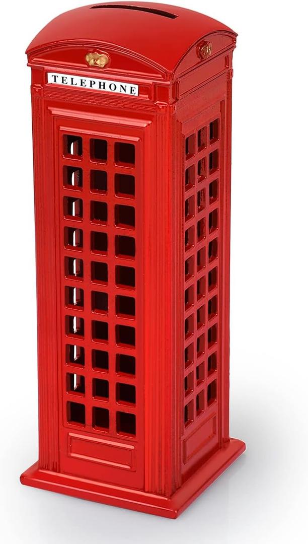DS. DISTINCTIVE STYLE Retro Home Decor London Souvenirs 7 Inch British Telephone Booth Piggy Bank