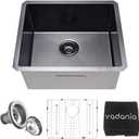 VADANIA 22-inch Kitchen Bar Sink, Black-plated Finish, 22"x18"x10", Single Bowl, Undermount, 18 Gauge T304 Stainless Steel, with Strainer & Bottom Grid, cUPC listed