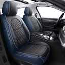 Aierxuan Luxury Seat Covers for Cars Full Set Waterproof Leather Universal Fit Hyundai Kia Buick Cascada Envision Encore Lucerne Regal VW Jetta Passat Taos Infiniti G35, Black-Blue