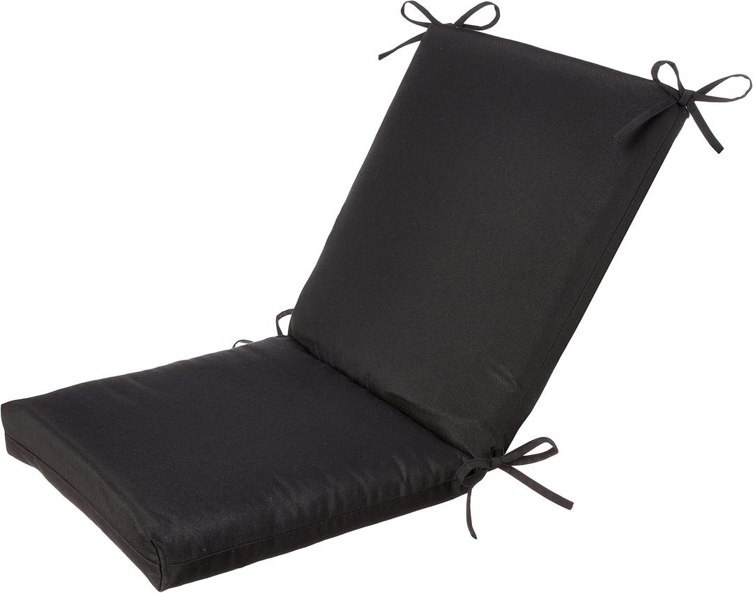 Pillow Perfect Fresco Solid Indoor/Outdoor One Piece Chair Cushion Deep Seat, Weather and Fade Resistant, Square Corner - 36.5" x 18", Black