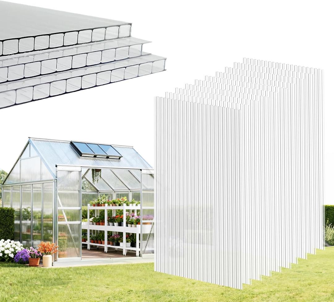 EVERECO 10 Pcs Greenhouse Panel, 4'FT x 2'FT x 0.16" in Polycarbonate Sheet