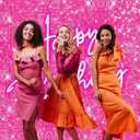 3 x InMemory Shiny Pink Happy Birthday Backdrop for Lady Girls Women Princess Theme Party Decorations Neon Birthday Banner Glitter Photo Booth Studio Props Photography Background 5x3ft