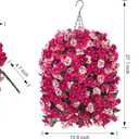 HyeFlora 4pcs Artificial Flowers for Outdoors Fake Pansy with Hanging Basket UV Resistant Silk Spring Faux Flowers for Outside Front Door Porch Yard (Mix Rose)