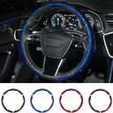 Hiseanllo Carbon Fiber Steering Wheel Cover 3PCS Set  Anti-Slip, Scratch-Resistant, Universal Fit for 1416 Inch Wheels  Interior Car Accessories for Cars, SUVs, Trucks (Blue)