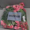 12 Bundles Artificial Geranium Fake Flowers for Outdoor UV Resistant, Outside Spring Pink Flower Decoration for Home Kitchen Table Cemetery Garden Planter, Front Door Silk Faux Plants