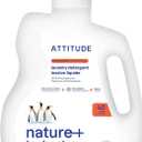 ATTITUDE Liquid Laundry Detergent, EWG Verified, HE Compatible, Plant-Based & Vegan, Natural Laundry Soap, Summer Berries Scent, 40 Loads, 67.6 Fl Oz
