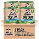 Quaker Protein Instant Oatmeal, Apple Cinnamon, 12g Protein per Serving, Whole Grains, No Artificial Flavors, No Added Colors, 1.76 oz Packets, (24 Pack), BB 02-21-27