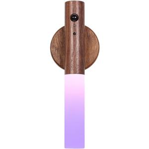 LANDGOO 1 Pack Walnut Night Lights with Motion Sensor & RGB Touch Control | USB-C Rechargeable Wood Wall Sconces Set for Bedroom Pair, Hallway, Staircase, Bathroom Vanity (Luxury Bundle)