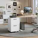 DUMOS 2 Drawer Filing Cabinet, Rolling Under Desk Storage, White, 16.5''W x 15.7''D x27.6''H