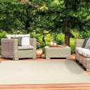 Superior Indoor/Outdoor Area Rug, Reversible Braided Floor Decor for Living Room, Kitchen, Patio, Front Porch, Modern Boho Farmhouse Rugs, Hardwood, Bedroom Accessories, 3' x 5', Cream