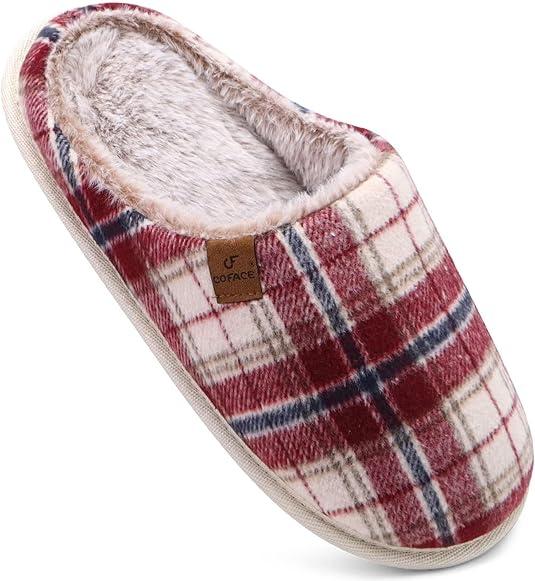 Heart and Heritage Christmas Plaid Slippers Size M 9-10 Mens Plaid Red