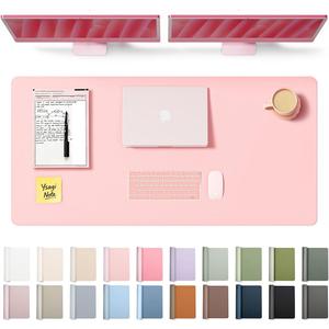 YSAGi Leather Desk Protector, Office Mat, Large Mouse Mat, Non-Slip PU Leather Blotter, Laptop Pad, Waterproof Writing Pad for Office and Home (Light Pink, 47.2" x 23.6")